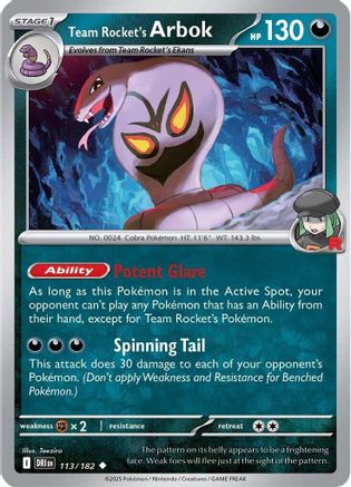SV10 Destined Rivals  113/182 Team Rocket's Arbok  - Uncommon