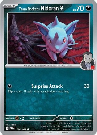 SV10 Destined Rivals  114/182 Team Rocket's Nidoran F  - Reverse Holofoil - Common