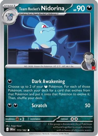 SV10 Destined Rivals  115/182 Team Rocket's Nidorina  - Reverse Holofoil - Common