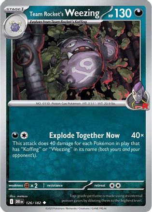 SV10 Destined Rivals  126/182 Team Rocket's Weezing  - Reverse Holofoil - Uncommon