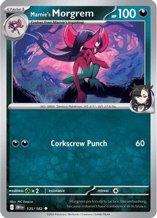 SV10 Destined Rivals  135/182 Marnie's Morgrem  - Reverse Holofoil - Uncommon