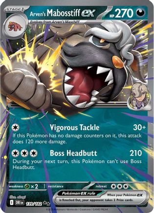 SV10 Destined Rivals  139/182 Arven's Mabosstiff ex  - Holofoil - Double Rare