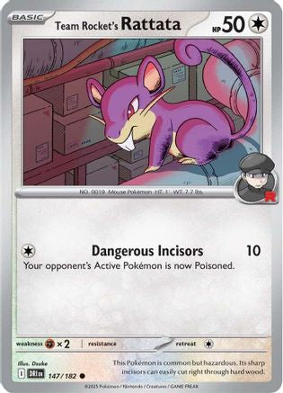 SV10 Destined Rivals  147/182 Team Rocket's Rattata  - Reverse Holofoil - Common