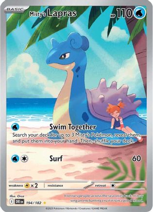 SV10 Destined Rivals  194/182 Misty's Lapras  - Holofoil - Illustration Rare
