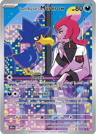 SV10 Destined Rivals  200/182 Team Rocket's Murkrow  - Holofoil - Illustration Rare