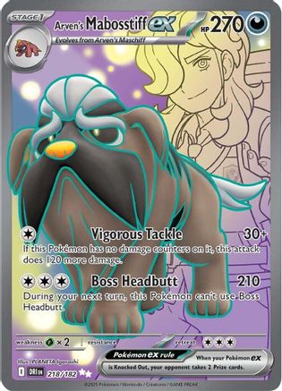 SV10 Destined Rivals  218/182 Arven's Mabosstiff ex  - Holofoil - Ultra Rare