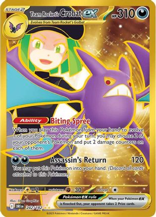SV10 Destined Rivals  242/182 Team Rocket's Crobat ex  - Holofoil - Hyper Rare