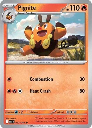 SV White Flare  012/086 Pignite  - Reverse Holofoil - Common