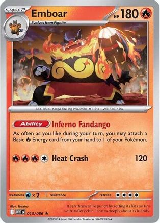 SV White Flare  013/086 Emboar  - Holofoil - Rare