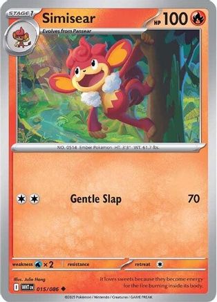 SV White Flare  015/086 Simisear  - Reverse Holofoil - Uncommon