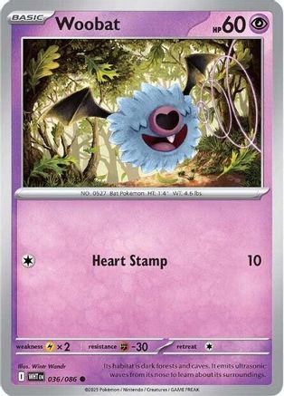 SV White Flare  036/086 Woobat  - Common