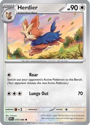 SV White Flare  075/086 Herdier  - Reverse Holofoil - Common