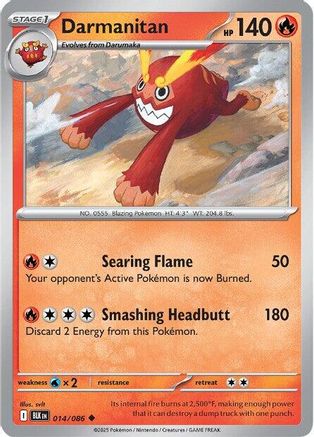 SV Black Bolt  014/086 Darmanitan  - Reverse Holofoil - Uncommon