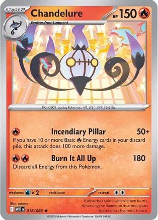 SV White Flare  018/086 Chandelure  - Reverse Holofoil - Rare