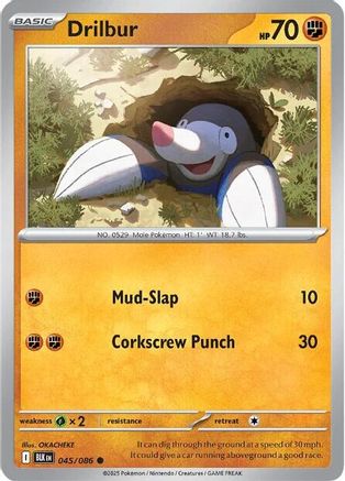 SV Black Bolt  045/086 Drilbur  - Reverse Holofoil - Common