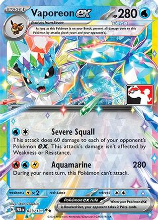 Prize Pack Series Cards  023/131 Vaporeon ex  - Holofoil - Double Rare