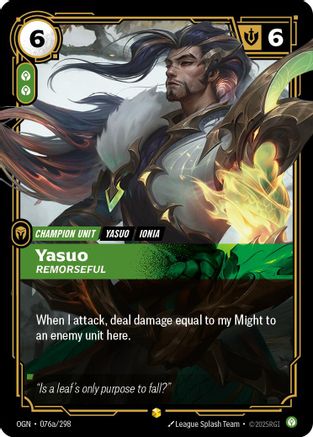 Origins (076a/298): Yasuo - Remorseful (Alternate Art) - Foil