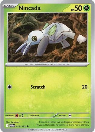 ME01 Mega Evolution  016/132 Nincada  - Reverse Holofoil - Common