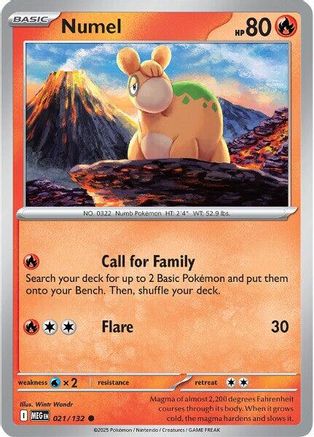 ME01 Mega Evolution  021/132 Numel  - Reverse Holofoil - Common