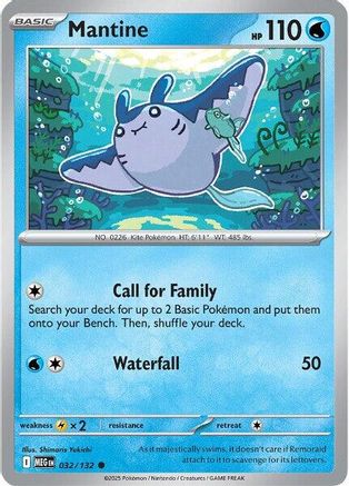 ME01 Mega Evolution  032/132 Mantine  - Reverse Holofoil - Common