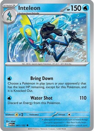 ME01 Mega Evolution  041/132 Inteleon  - Reverse Holofoil - Uncommon