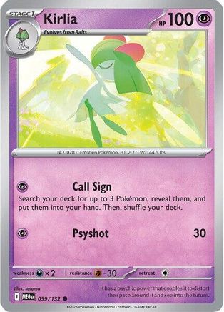 ME01 Mega Evolution  059/132 Kirlia  - Reverse Holofoil - Common