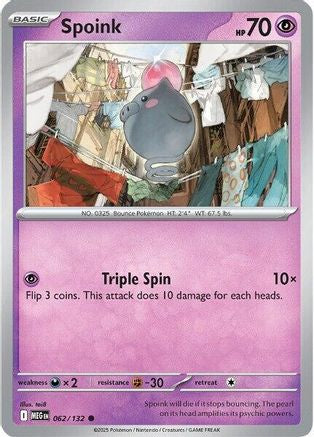 ME01 Mega Evolution  062/132 Spoink  - Reverse Holofoil - Common