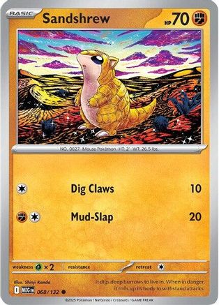 ME01 Mega Evolution  068/132 Sandshrew  - Reverse Holofoil - Common