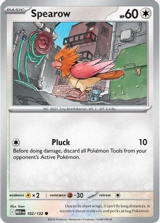 ME01 Mega Evolution  102/132 Spearow  - Reverse Holofoil - Common