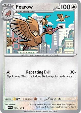 ME01 Mega Evolution  103/132 Fearow  - Reverse Holofoil - Common