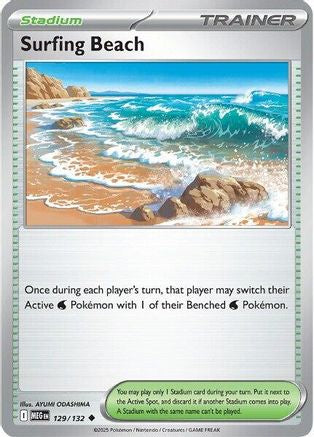 ME01 Mega Evolution  129/132 Surfing Beach  - Reverse Holofoil - Uncommon