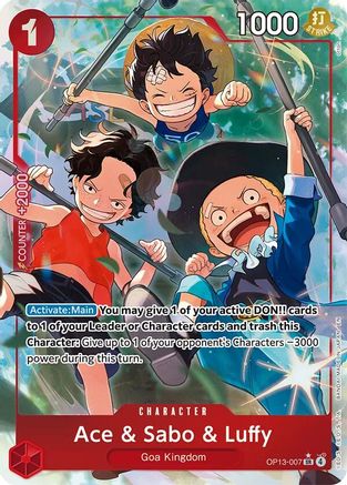 Carrying On His Will  OP13-007 Ace & Sabo & Luffy (Alternate Art) (OP13-007)  - Foil - Super Rare