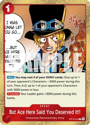 Carrying On His Will  OP13-019 But Ace Here Said You Deserved It!! (OP13-019)  - Foil - Rare