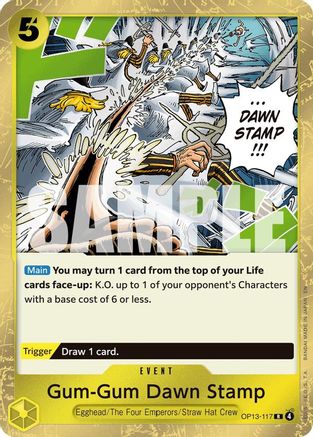 Carrying On His Will  OP13-117 Gum-Gum Dawn Stamp (OP13-117)  - Foil - Rare