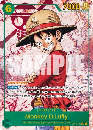 Carrying On His Will  OP13-118 Monkey.D.Luffy (118) (Parallel) (OP13-118)  - Foil - Secret Rare