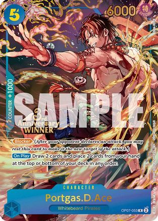 One Piece Promotion Cards  OP07-053 Portgas.D.Ace - OP07-053 (3rd Anniversary Winner) (OP07-053)  - Foil - Rare