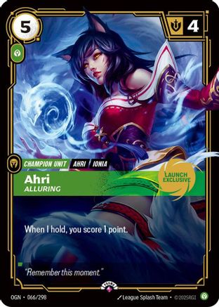 Riftbound Promotional Cards (066/298): Ahri - Alluring (Launch Exclusive) - Foil