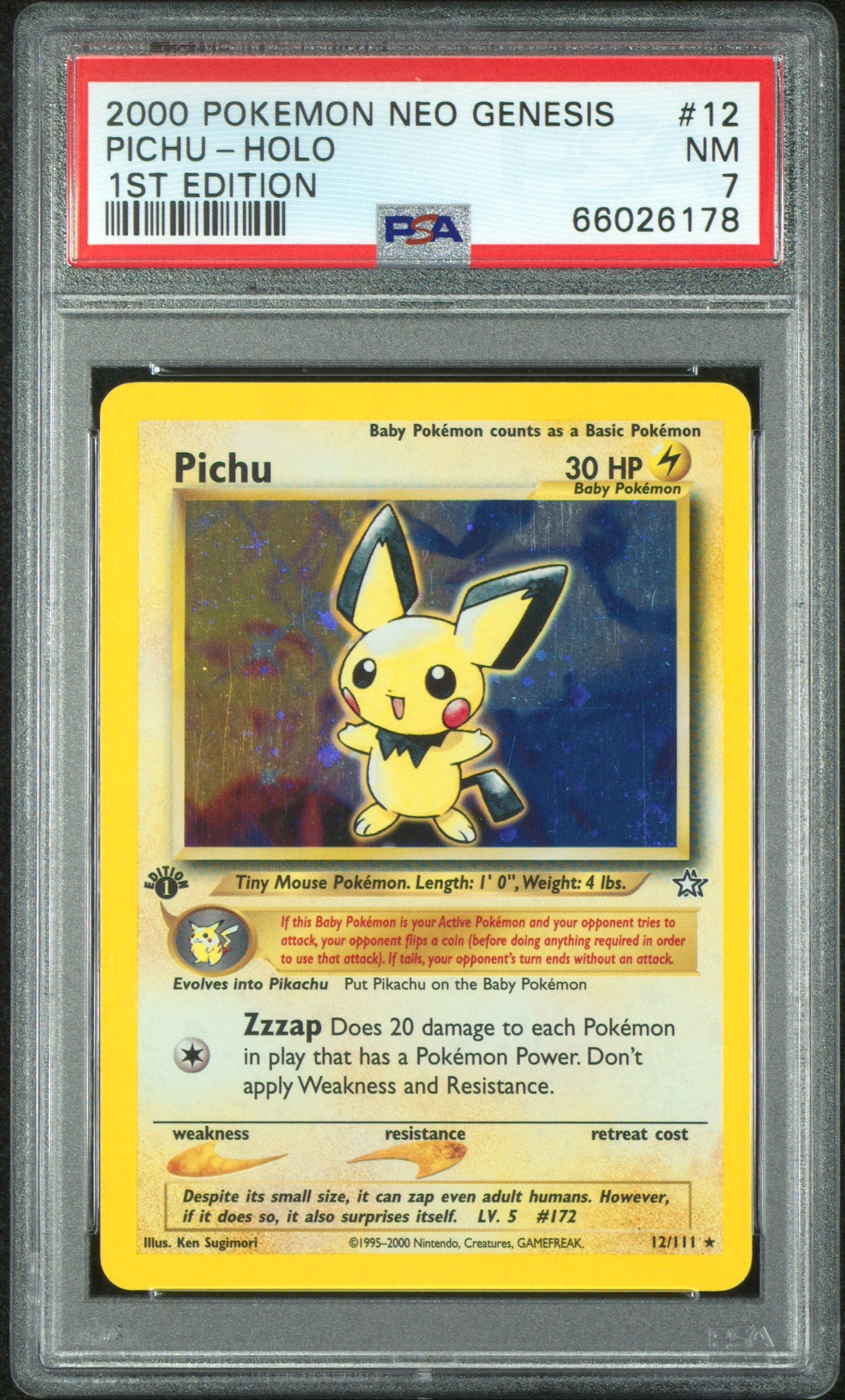 Neo Genesis  012/111 PSA7 #66026178 Pichu  - 1st Edition Holofoil - Holo Rare