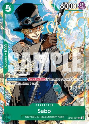 Carrying On His Will 3rd Anniversary Tournament Cards  OP09-027 Sabo - OP09-027 (3rd Anniversary Tournament 3 Brothers Pack) (OP09-027)  - Uncommon