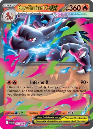 ME02 Phantasmal Flames  013/094 Mega Charizard X ex  - Holofoil - Double Rare