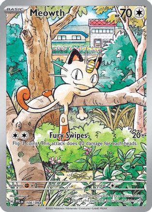 ME02 Phantasmal Flames  106 Meowth  - Holofoil - Illustration Rare