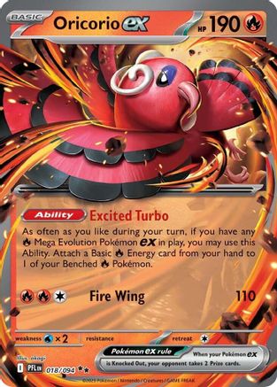 ME02 Phantasmal Flames  018/094 Oricorio ex  - Holofoil - Double Rare