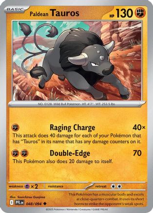 ME02 Phantasmal Flames  048 Paldean Tauros  - Reverse Holofoil - Uncommon