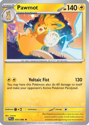 ME02 Phantasmal Flames  034 Pawmot  - Reverse Holofoil - Rare