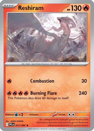 ME02 Phantasmal Flames  017 Reshiram  - Holofoil - Rare