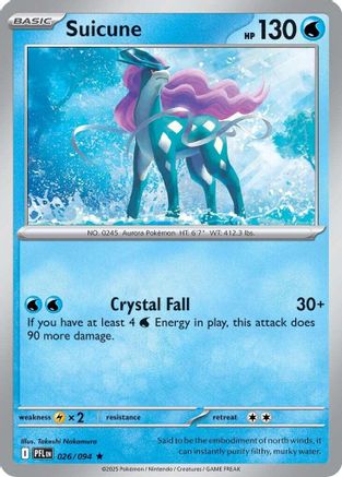 ME02 Phantasmal Flames  026 Suicune  - Reverse Holofoil - Rare