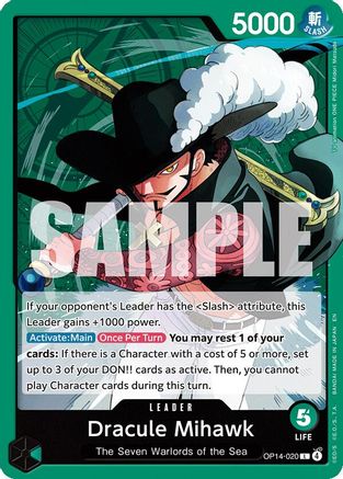 The Azure Seas Seven  OP14-020 Dracule Mihawk - OP14-020 (OP14-020)  - Leader