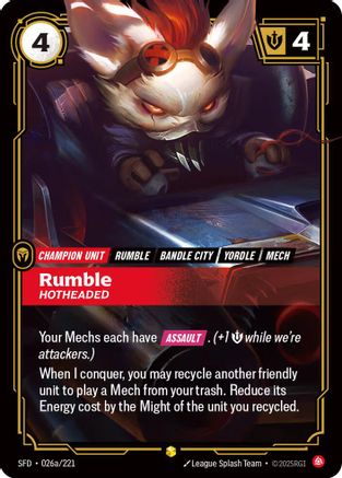 Spiritforged (026a/221): Rumble - Hotheaded (Alternate Art) - Foil