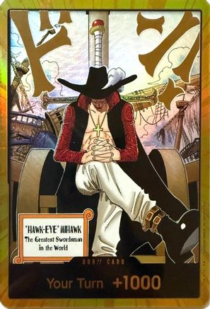 The Azure Seas Seven  DON!! Card (Dracule Mihawk) (Gold)  - Foil - DON!!