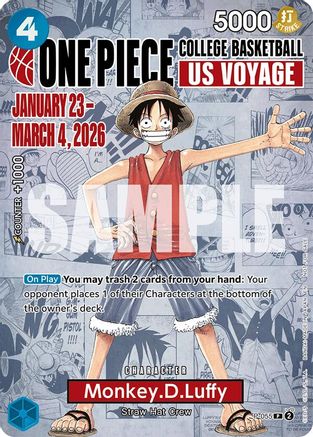 One Piece Promotion Cards  P-055 Monkey.D.Luffy (055) (College Basketball US Voyage) (P-055)  - Foil - Promo